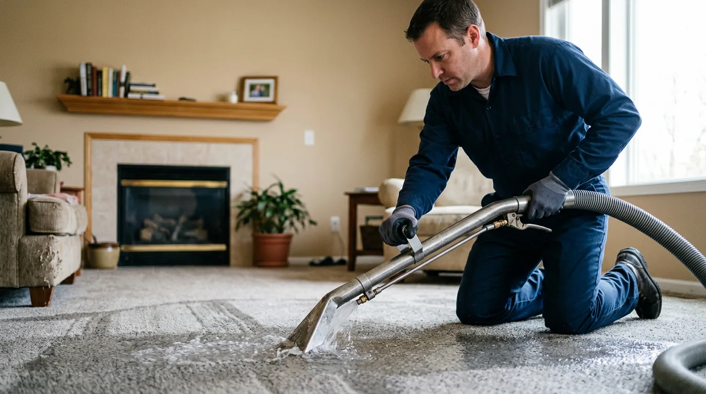Water damage restoration technician working near Harmony, NC